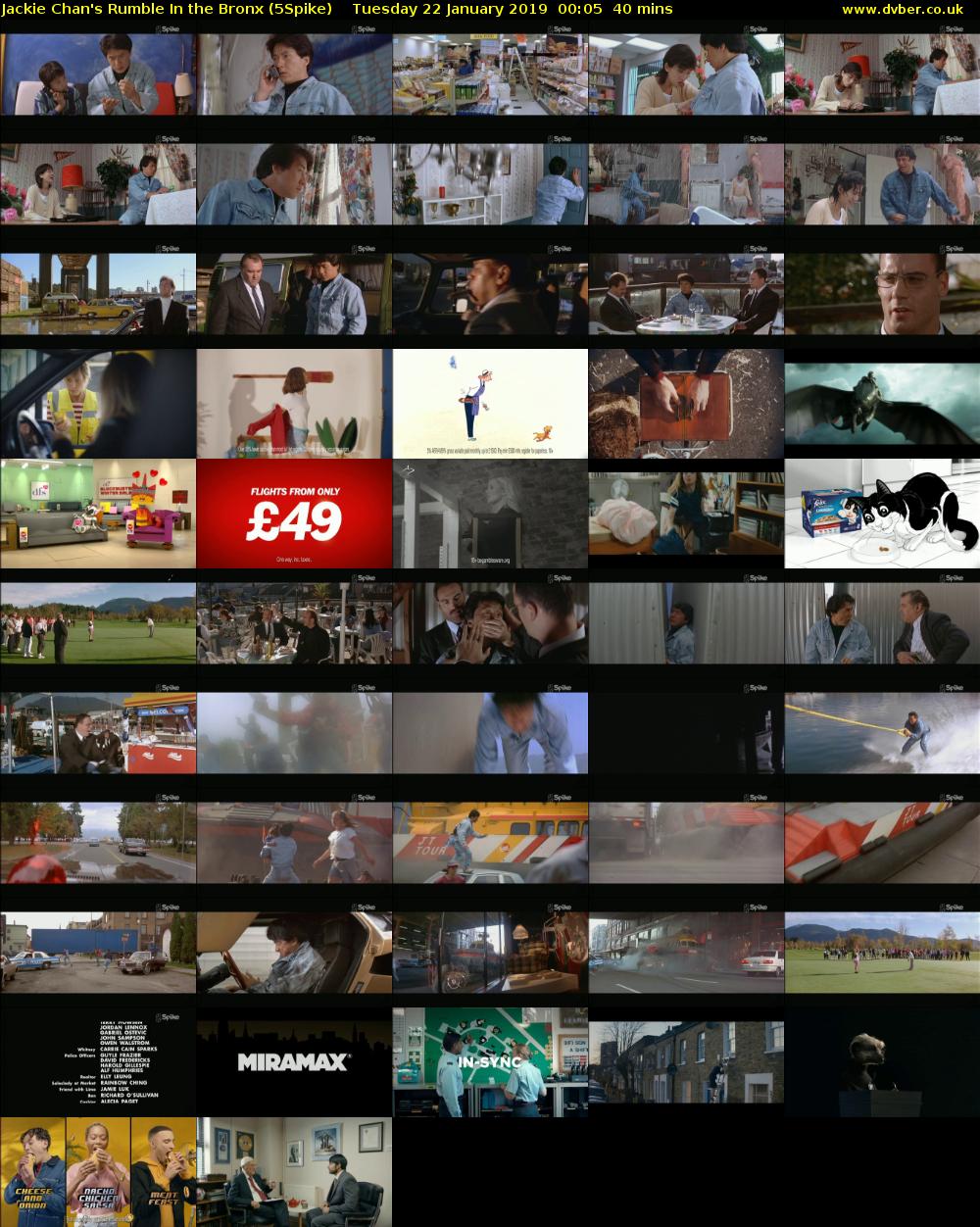 Jackie Chan's Rumble In the Bronx (5Spike) Tuesday 22 January 2019 00:05 - 00:45