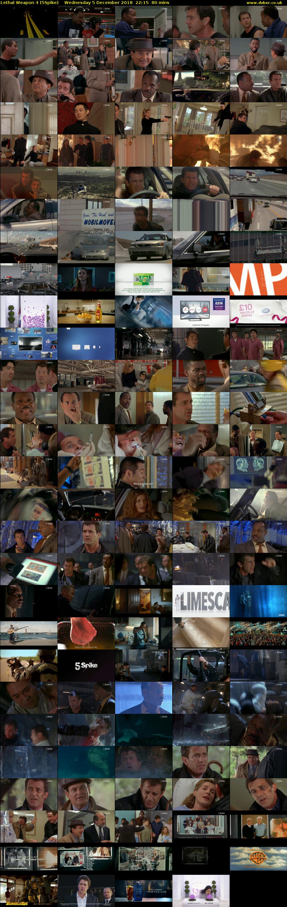 Lethal Weapon 4 (5Spike) Wednesday 5 December 2018 22:15 - 23:35