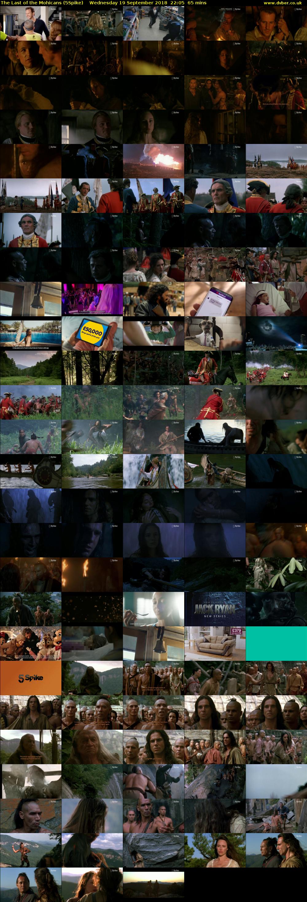 The Last of the Mohicans (5Spike) Wednesday 19 September 2018 22:05 - 23:10