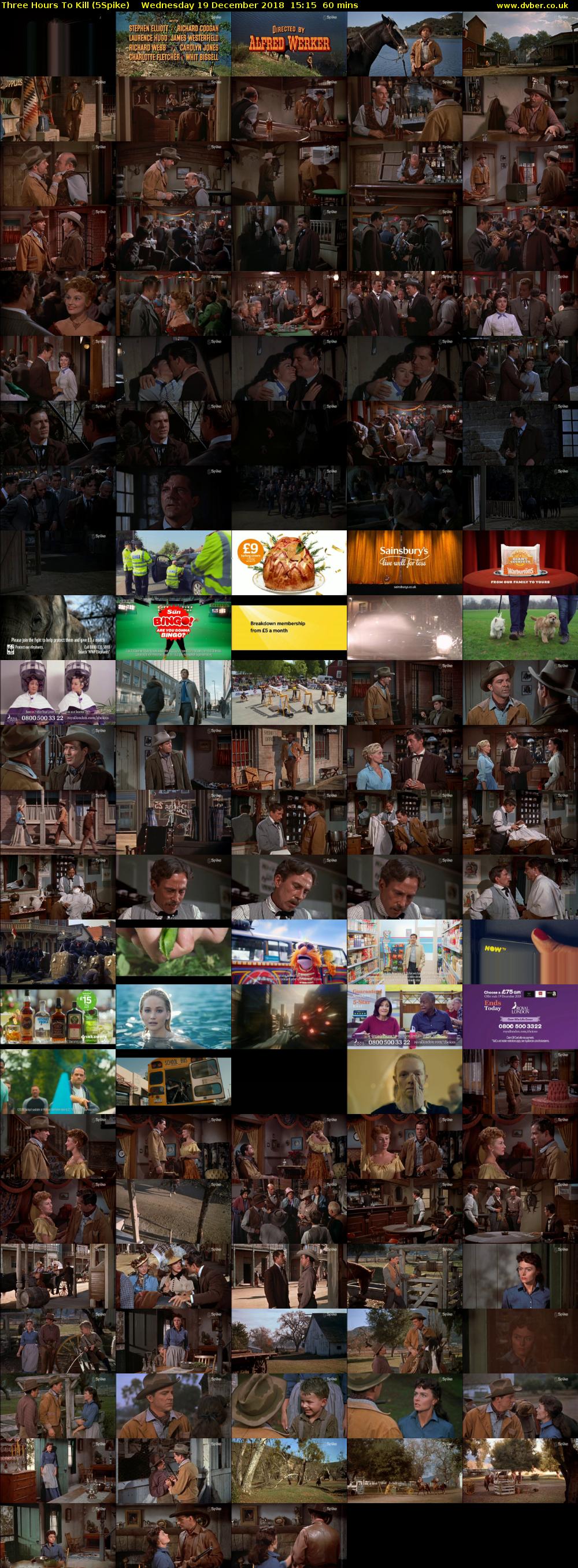 Three Hours To Kill (5Spike) Wednesday 19 December 2018 15:15 - 16:15