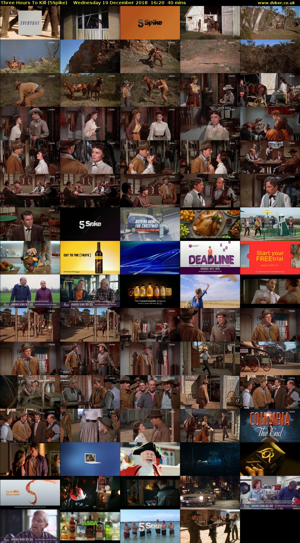 Three Hours To Kill (5Spike) Wednesday 19 December 2018 16:20 - 17:00