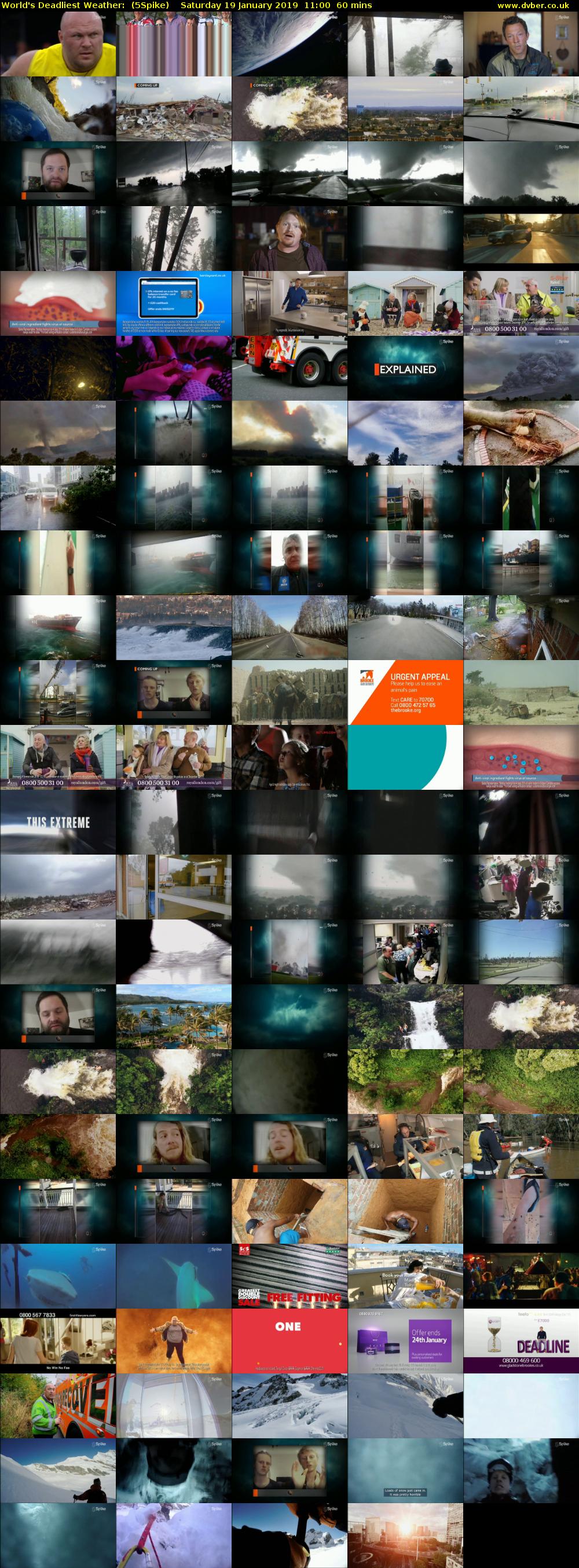 World's Deadliest Weather:  (5Spike) Saturday 19 January 2019 11:00 - 12:00