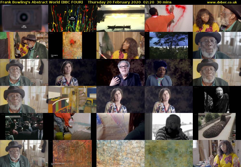 Frank Bowling's Abstract World (BBC FOUR) Thursday 20 February 2020 02:20 - 02:50