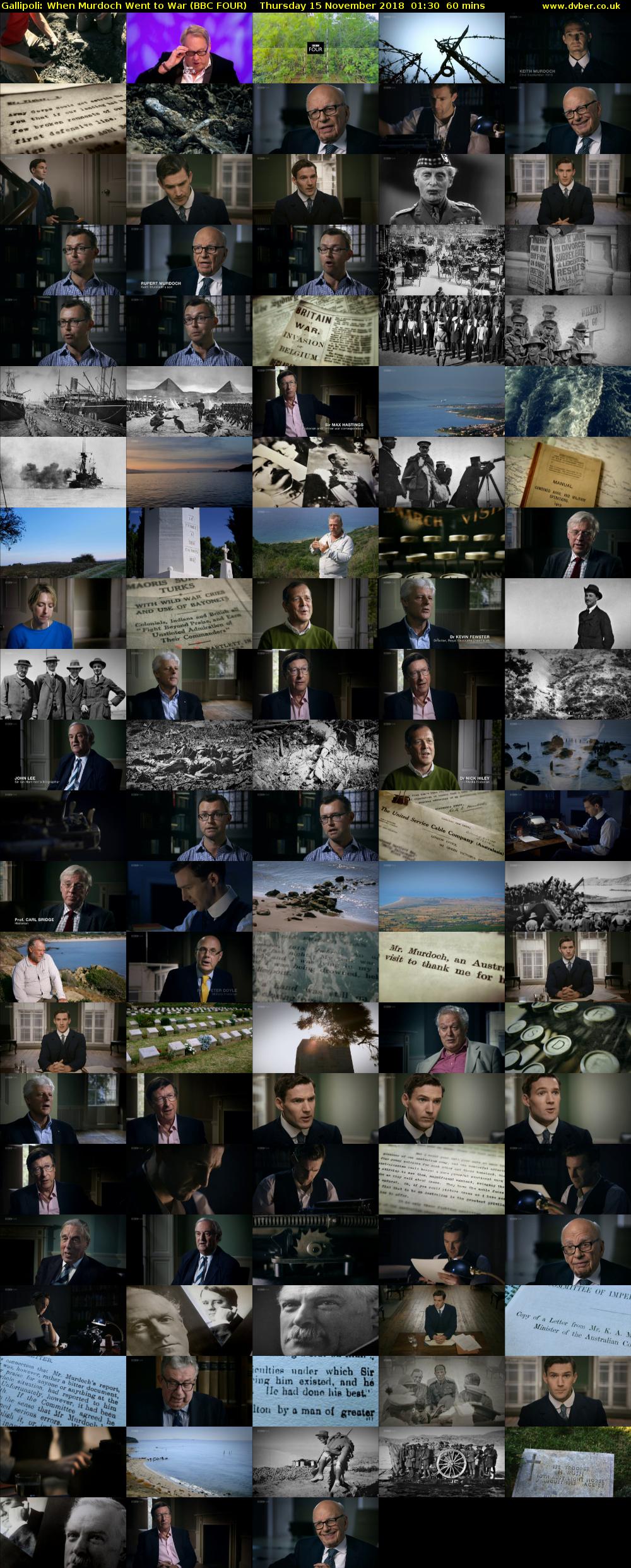 Gallipoli: When Murdoch Went to War (BBC FOUR) Thursday 15 November 2018 01:30 - 02:30