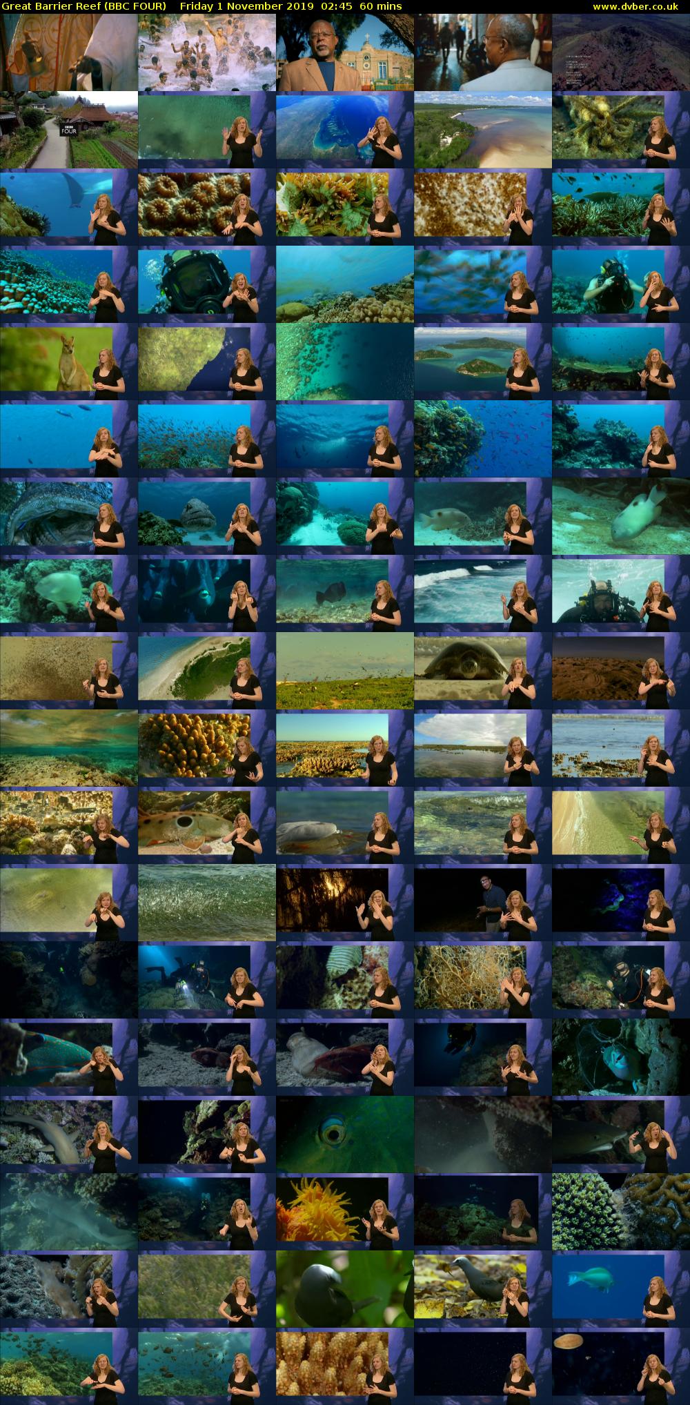 Great Barrier Reef (BBC FOUR) Friday 1 November 2019 02:45 - 03:45