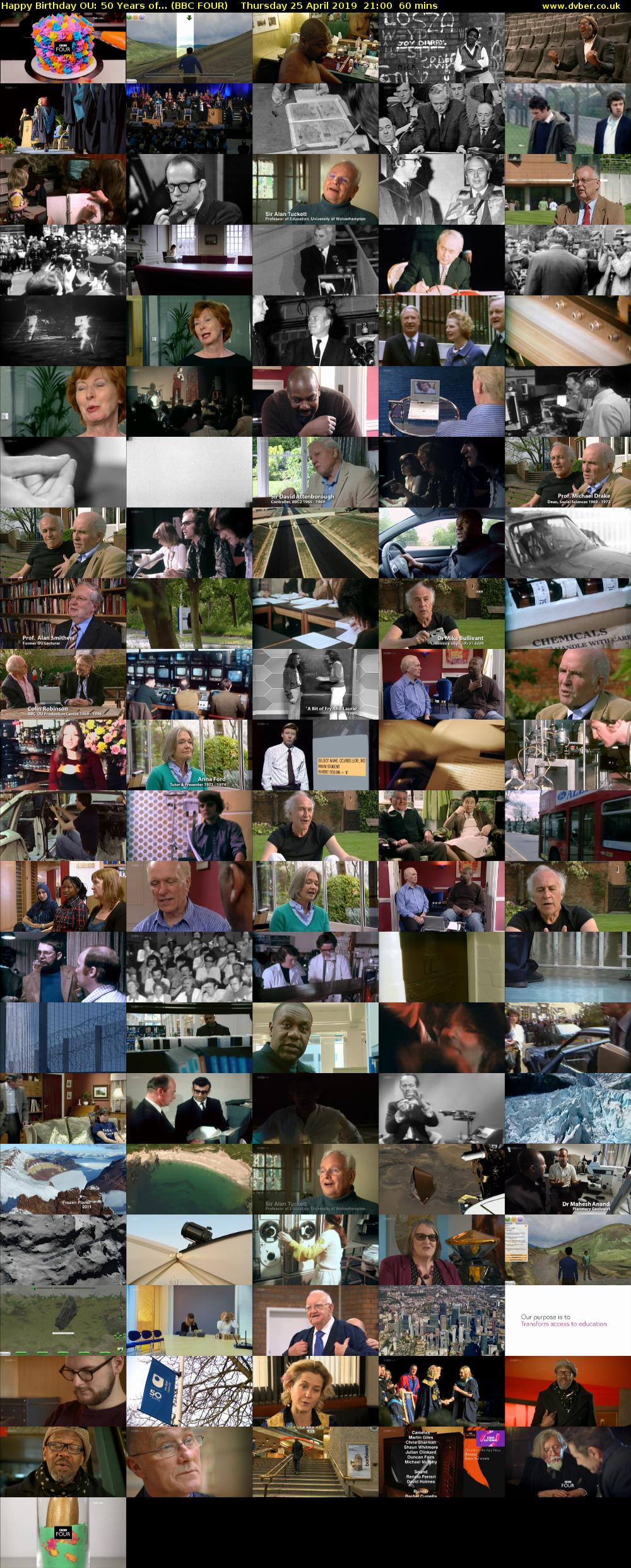 Happy Birthday OU: 50 Years of... (BBC FOUR) Thursday 25 April 2019 21:00 - 22:00