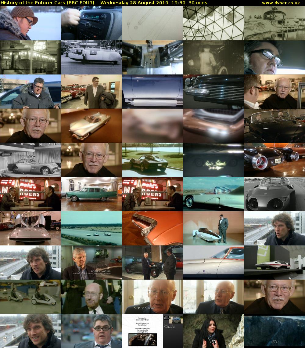 History of the Future: Cars (BBC FOUR) Wednesday 28 August 2019 19:30 - 20:00