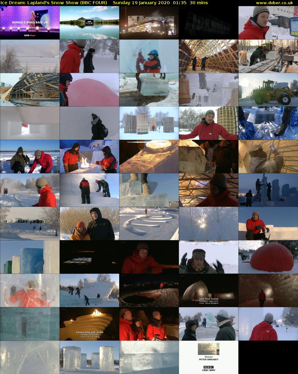 Ice Dream: Lapland's Snow Show (BBC FOUR) Sunday 19 January 2020 01:35 - 02:05