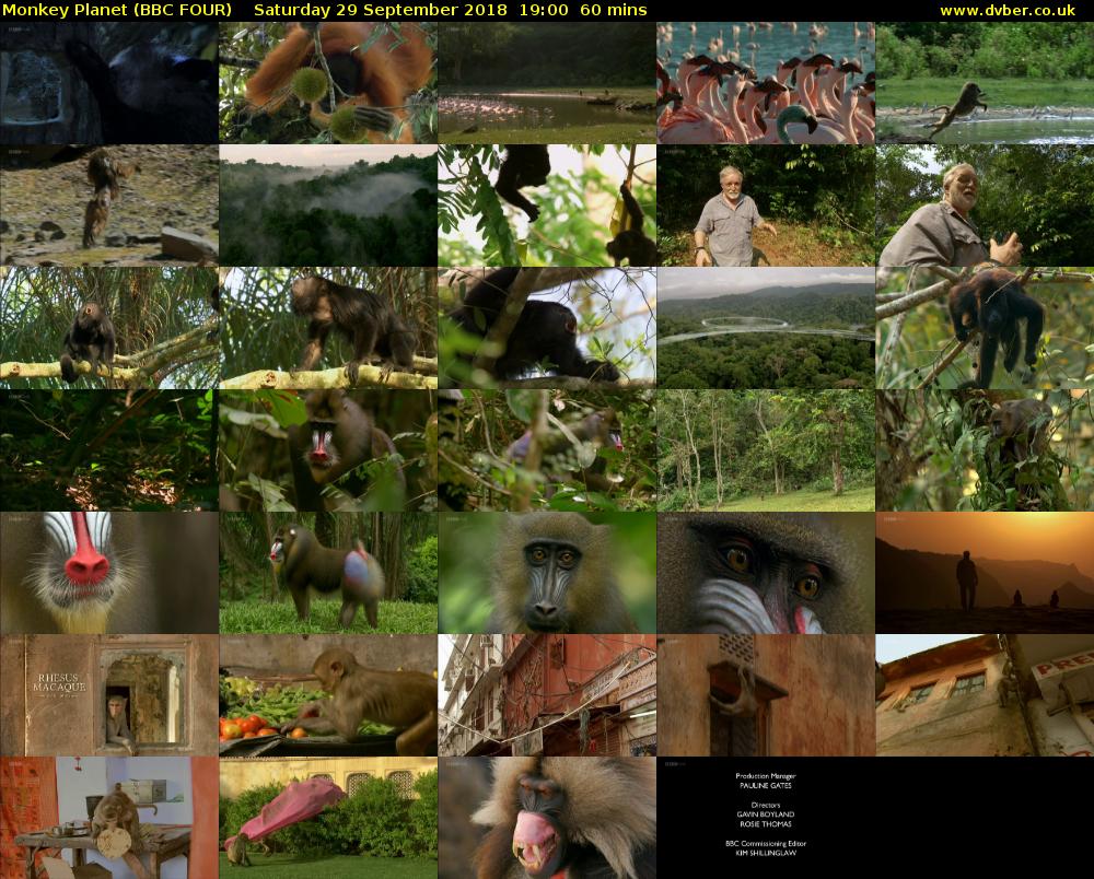 Monkey Planet (BBC FOUR) Saturday 29 September 2018 19:00 - 20:00
