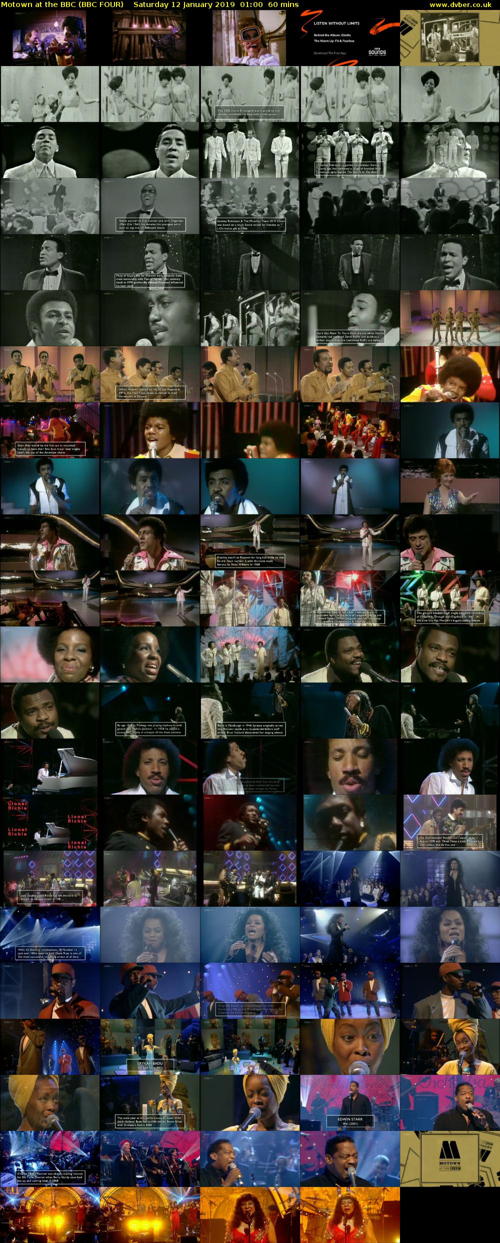Motown at the BBC (BBC FOUR) Saturday 12 January 2019 01:00 - 02:00