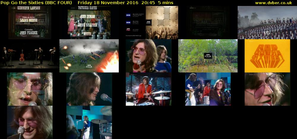Pop Go the Sixties (BBC FOUR) Friday 18 November 2016 20:45 - 20:50