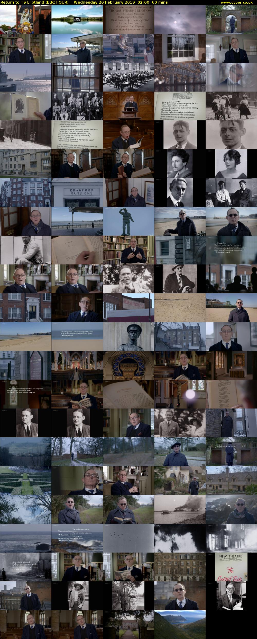 Return to TS Eliotland (BBC FOUR) Wednesday 20 February 2019 02:00 - 03:00