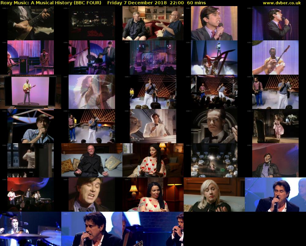 Roxy Music: A Musical History (BBC FOUR) Friday 7 December 2018 22:00 - 23:00