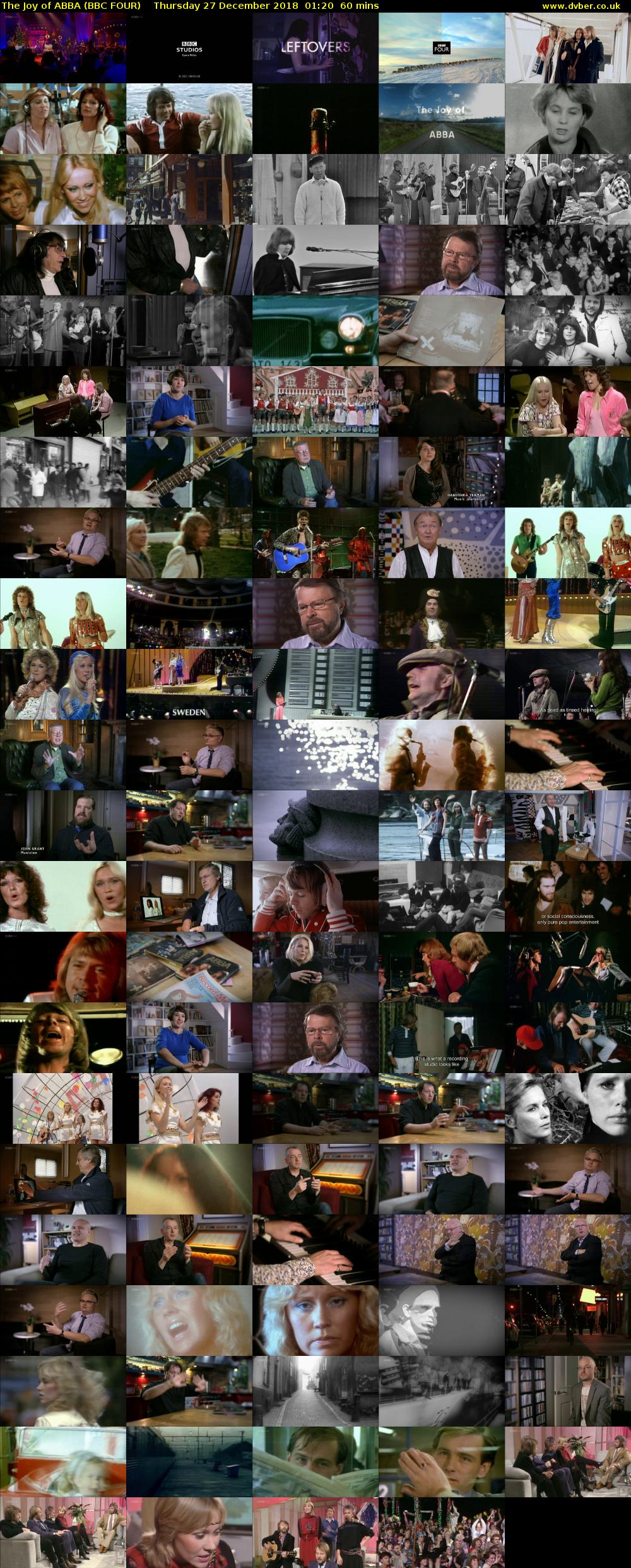 The Joy of ABBA (BBC FOUR) Thursday 27 December 2018 01:20 - 02:20