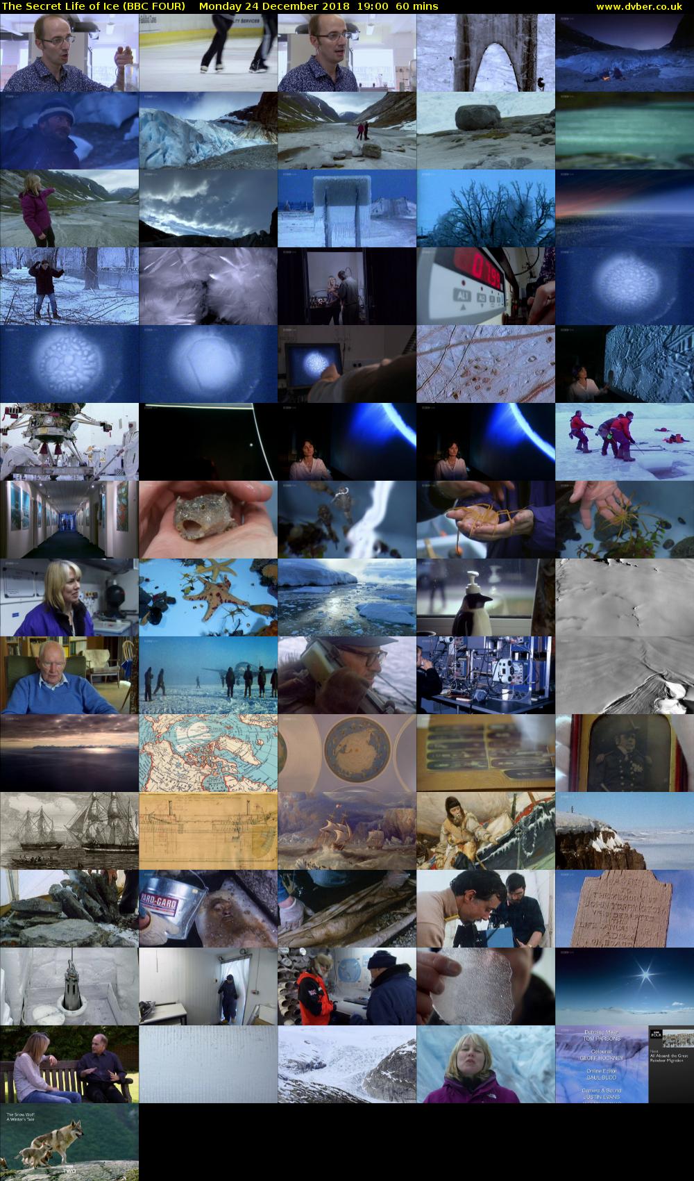 The Secret Life of Ice (BBC FOUR) Monday 24 December 2018 19:00 - 20:00