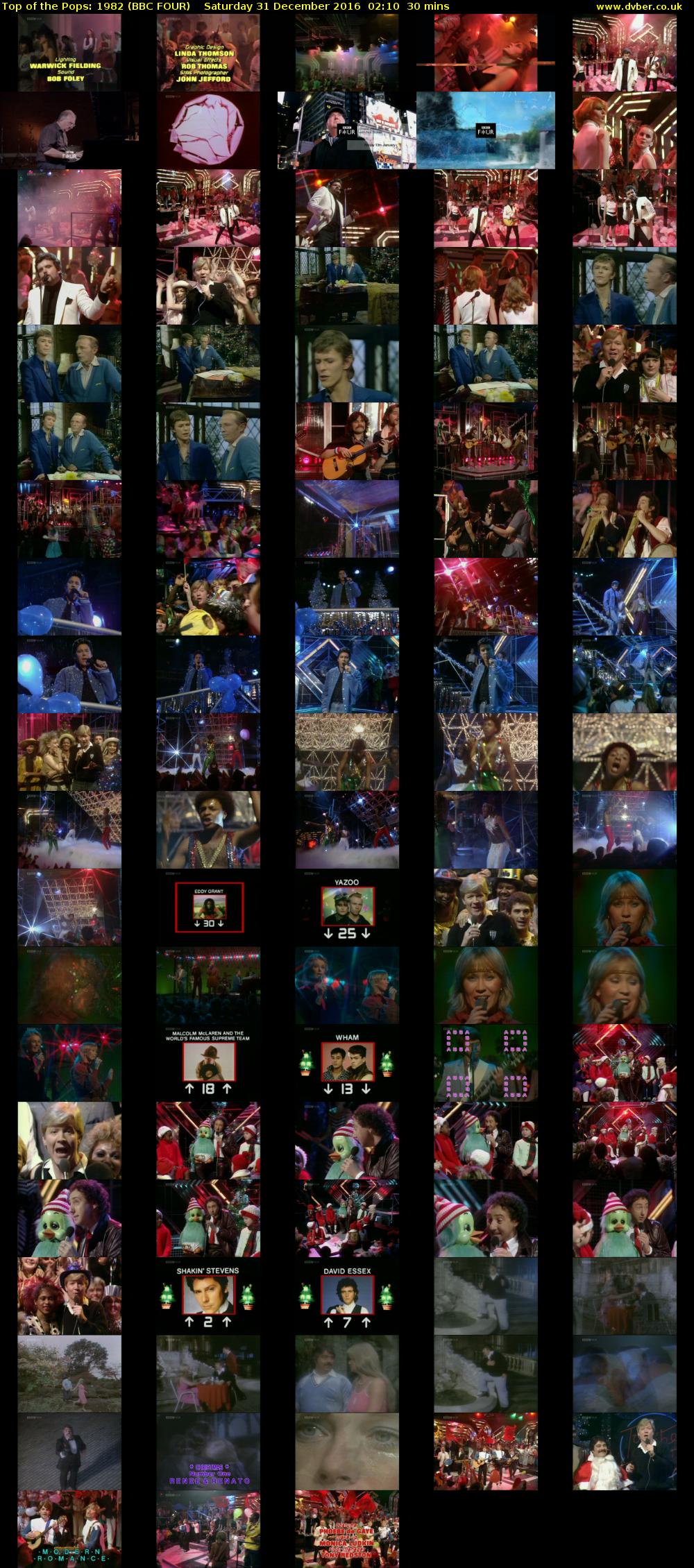 Top of the Pops: 1982 (BBC FOUR) Saturday 31 December 2016 02:10 - 02:40