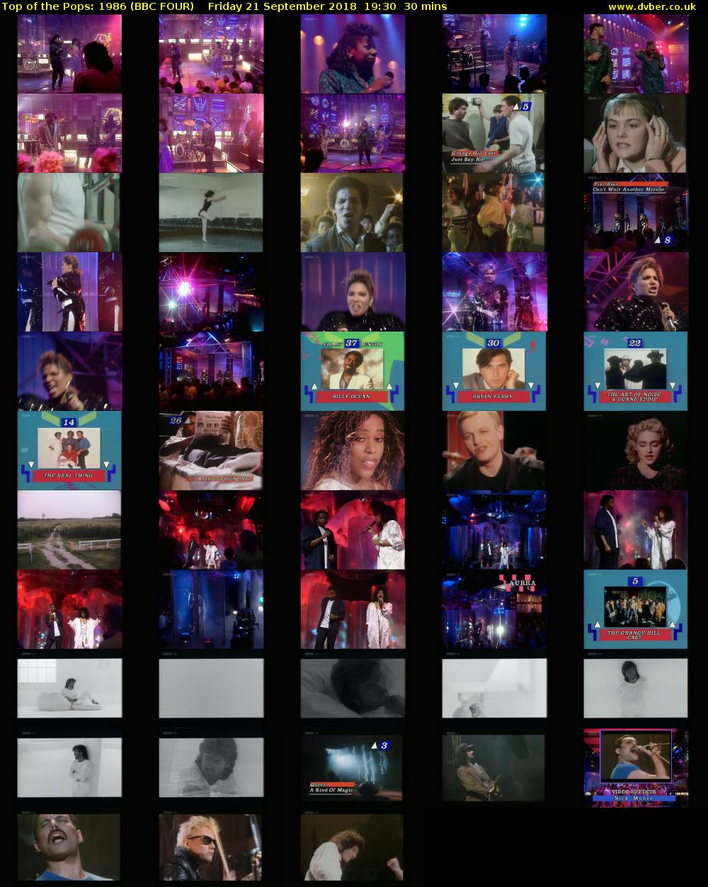 Top of the Pops: 1986 (BBC FOUR) Friday 21 September 2018 19:30 - 20:00