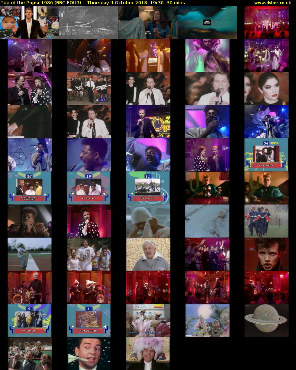 Top of the Pops: 1986 (BBC FOUR) Thursday 4 October 2018 19:30 - 20:00