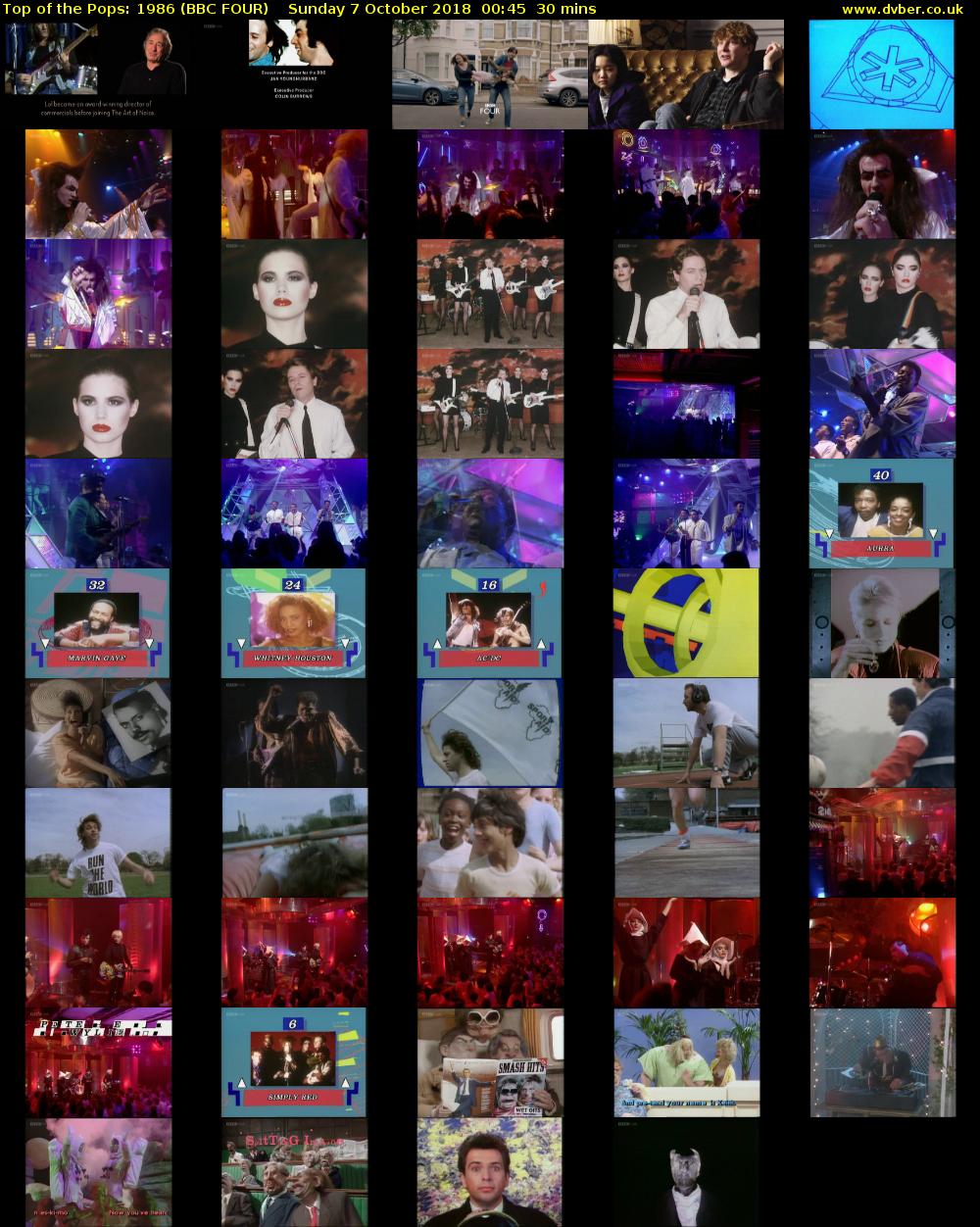Top of the Pops: 1986 (BBC FOUR) Sunday 7 October 2018 00:45 - 01:15