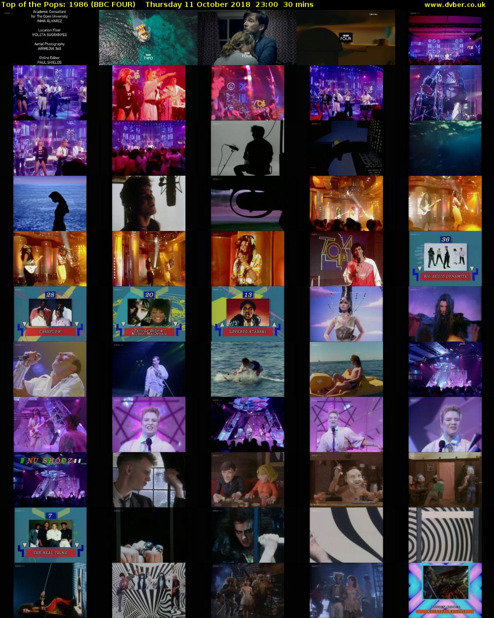 Top of the Pops: 1986 (BBC FOUR) Thursday 11 October 2018 23:00 - 23:30
