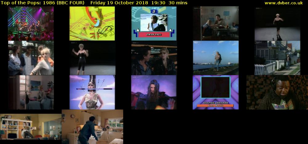 Top of the Pops: 1986 (BBC FOUR) Friday 19 October 2018 19:30 - 20:00