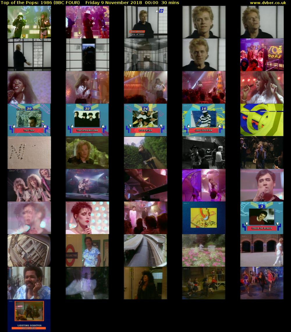 Top of the Pops: 1986 (BBC FOUR) Friday 9 November 2018 00:00 - 00:30