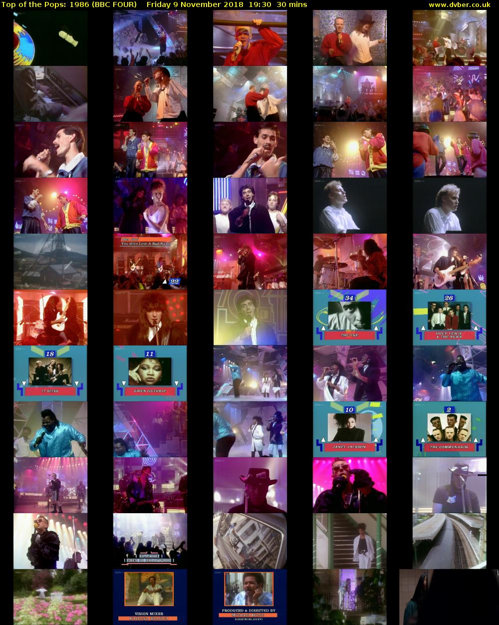 Top of the Pops: 1986 (BBC FOUR) Friday 9 November 2018 19:30 - 20:00