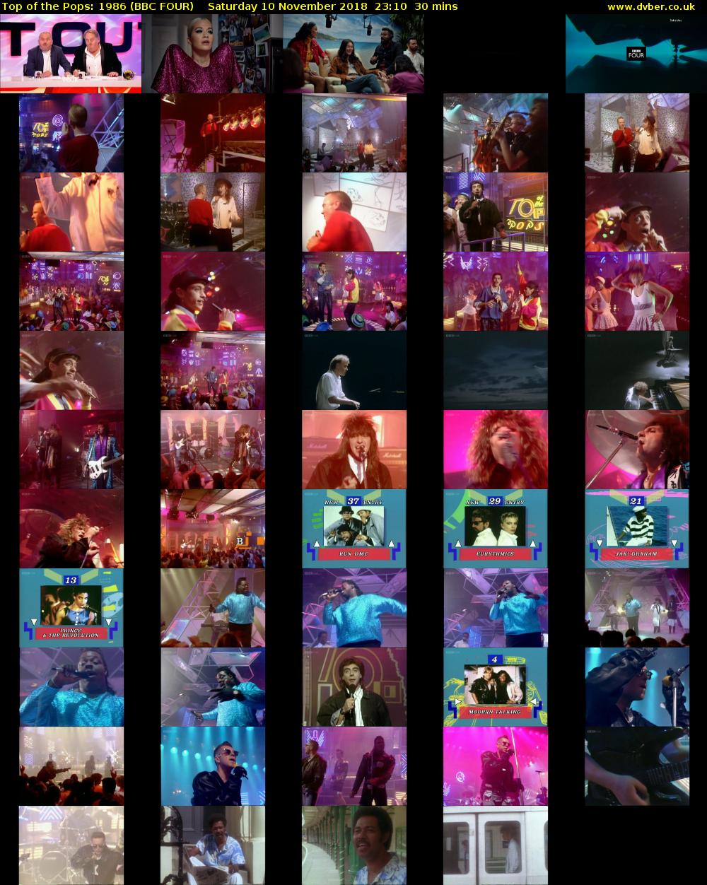 Top of the Pops: 1986 (BBC FOUR) Saturday 10 November 2018 23:10 - 23:40