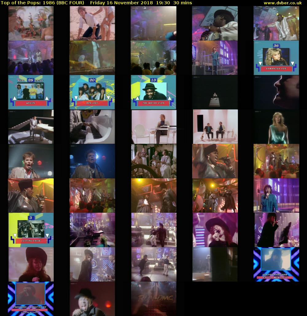 Top of the Pops: 1986 (BBC FOUR) Friday 16 November 2018 19:30 - 20:00