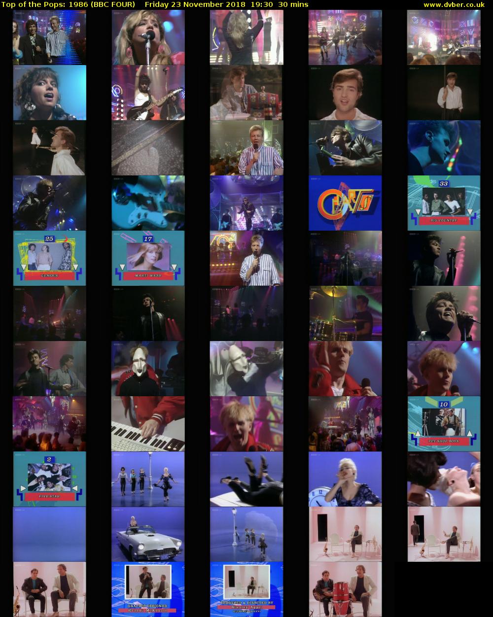 Top of the Pops: 1986 (BBC FOUR) Friday 23 November 2018 19:30 - 20:00