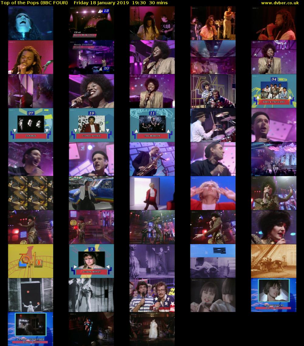 Top of the Pops (BBC FOUR) Friday 18 January 2019 19:30 - 20:00