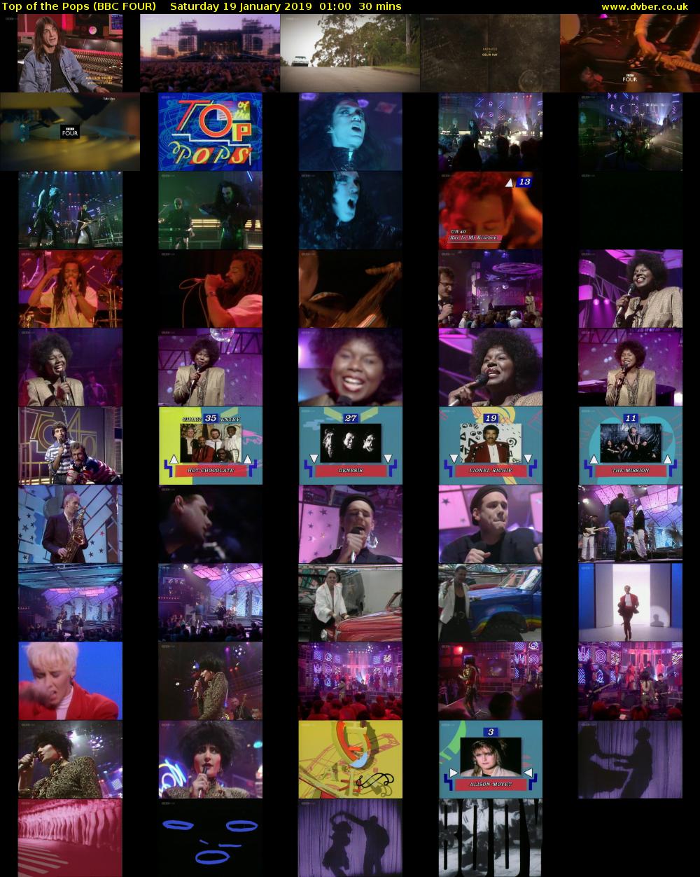 Top of the Pops (BBC FOUR) Saturday 19 January 2019 01:00 - 01:30