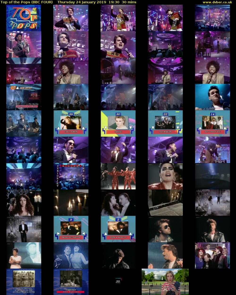 Top of the Pops (BBC FOUR) Thursday 24 January 2019 19:30 - 20:00