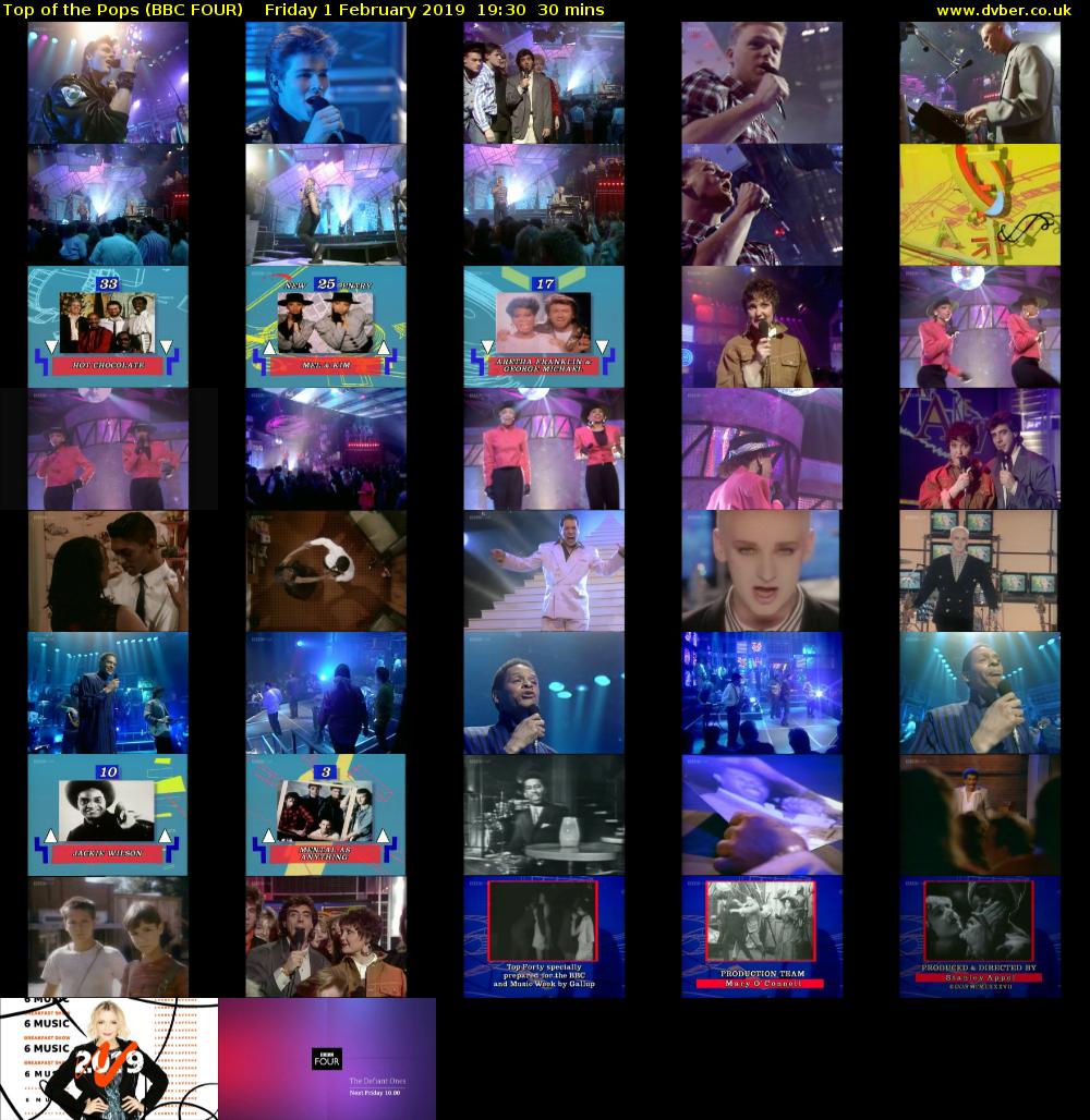 Top of the Pops (BBC FOUR) Friday 1 February 2019 19:30 - 20:00