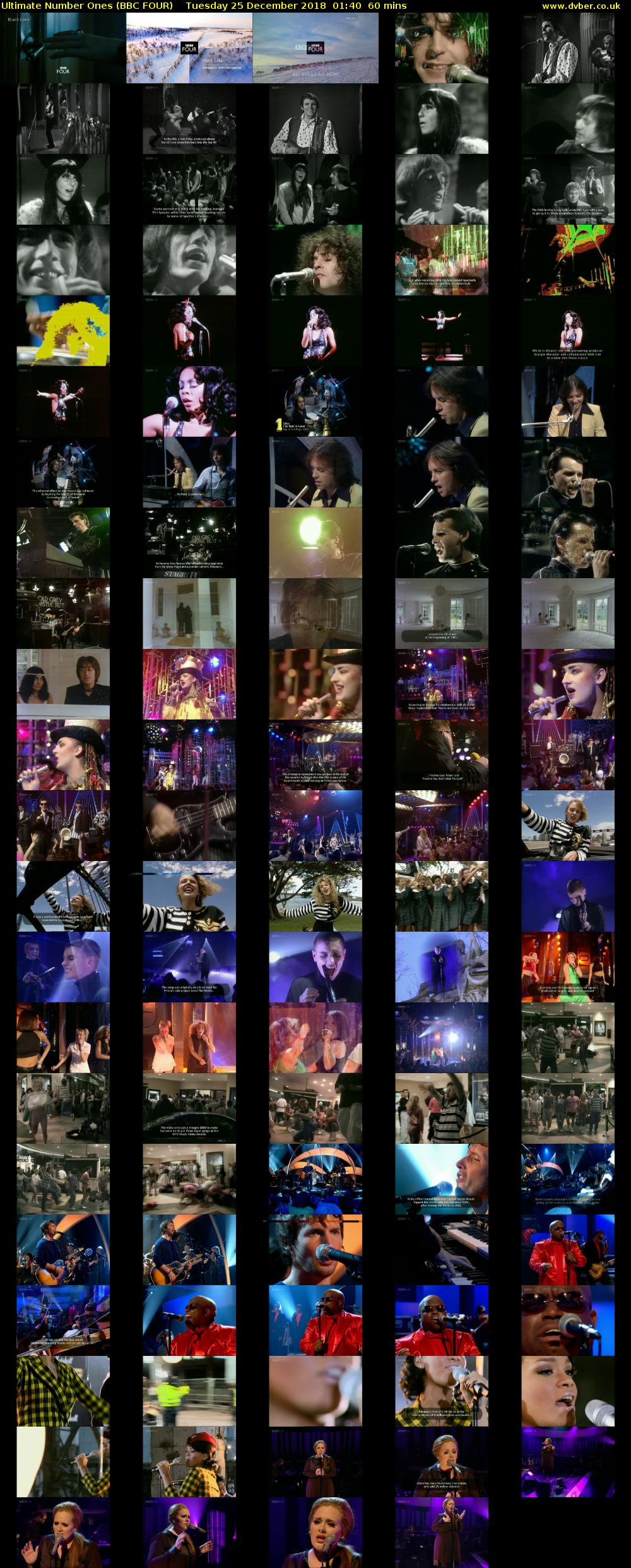 Ultimate Number Ones (BBC FOUR) Tuesday 25 December 2018 01:40 - 02:40