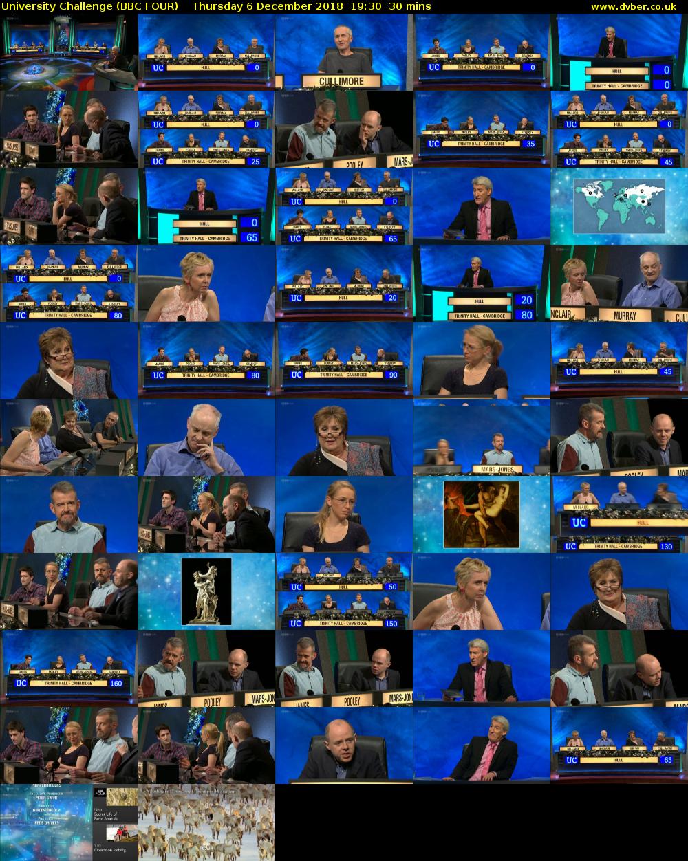 University Challenge (BBC FOUR) Thursday 6 December 2018 19:30 - 20:00