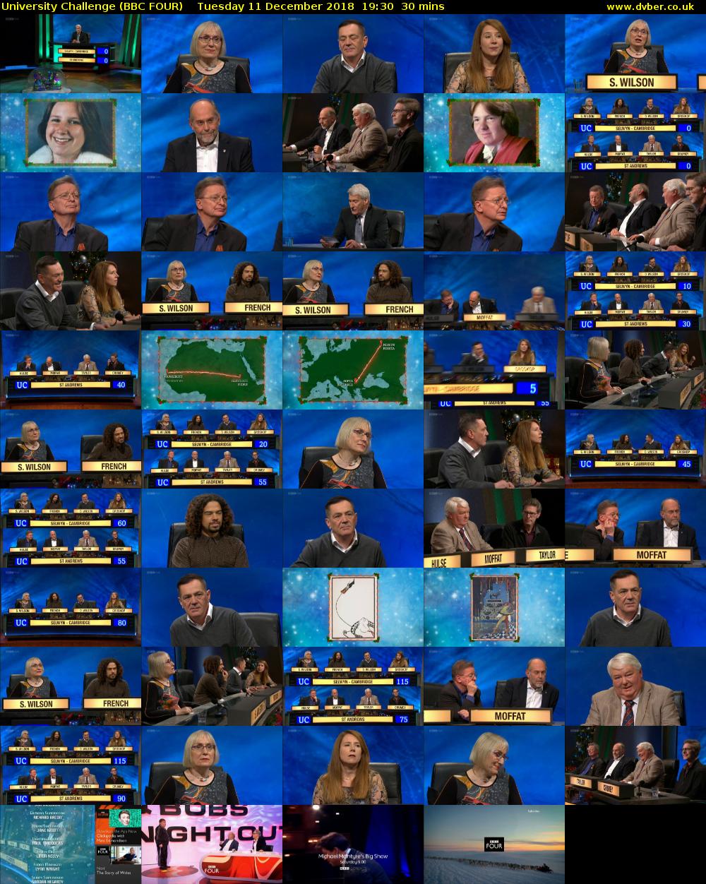 University Challenge (BBC FOUR) Tuesday 11 December 2018 19:30 - 20:00