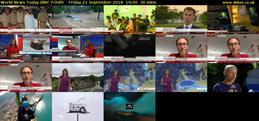 World News Today (BBC FOUR) Friday 21 September 2018 19:00 - 19:30