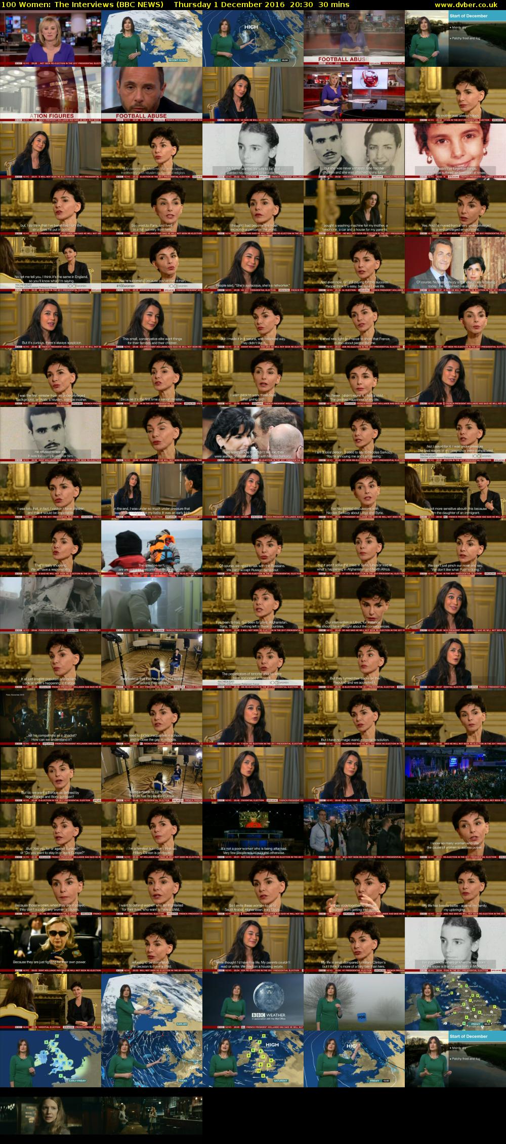100 Women: The Interviews (BBC NEWS) Thursday 1 December 2016 20:30 - 21:00