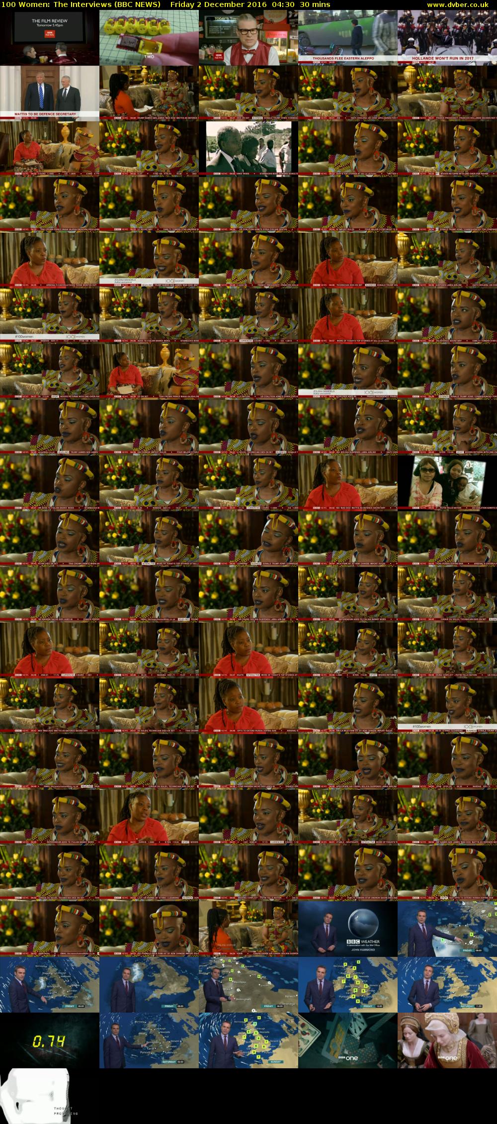 100 Women: The Interviews (BBC NEWS) Friday 2 December 2016 04:30 - 05:00