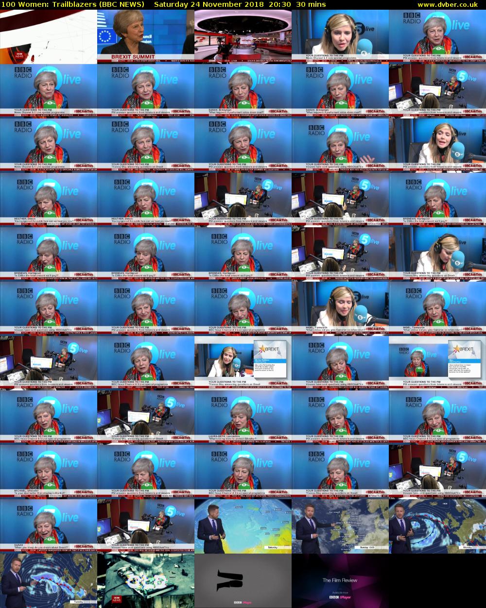 100 Women: Trailblazers (BBC NEWS) Saturday 24 November 2018 20:30 - 21:00