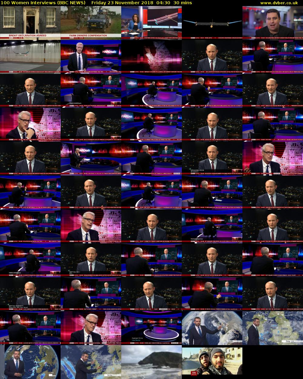 100 Women Interviews (BBC NEWS) Friday 23 November 2018 04:30 - 05:00