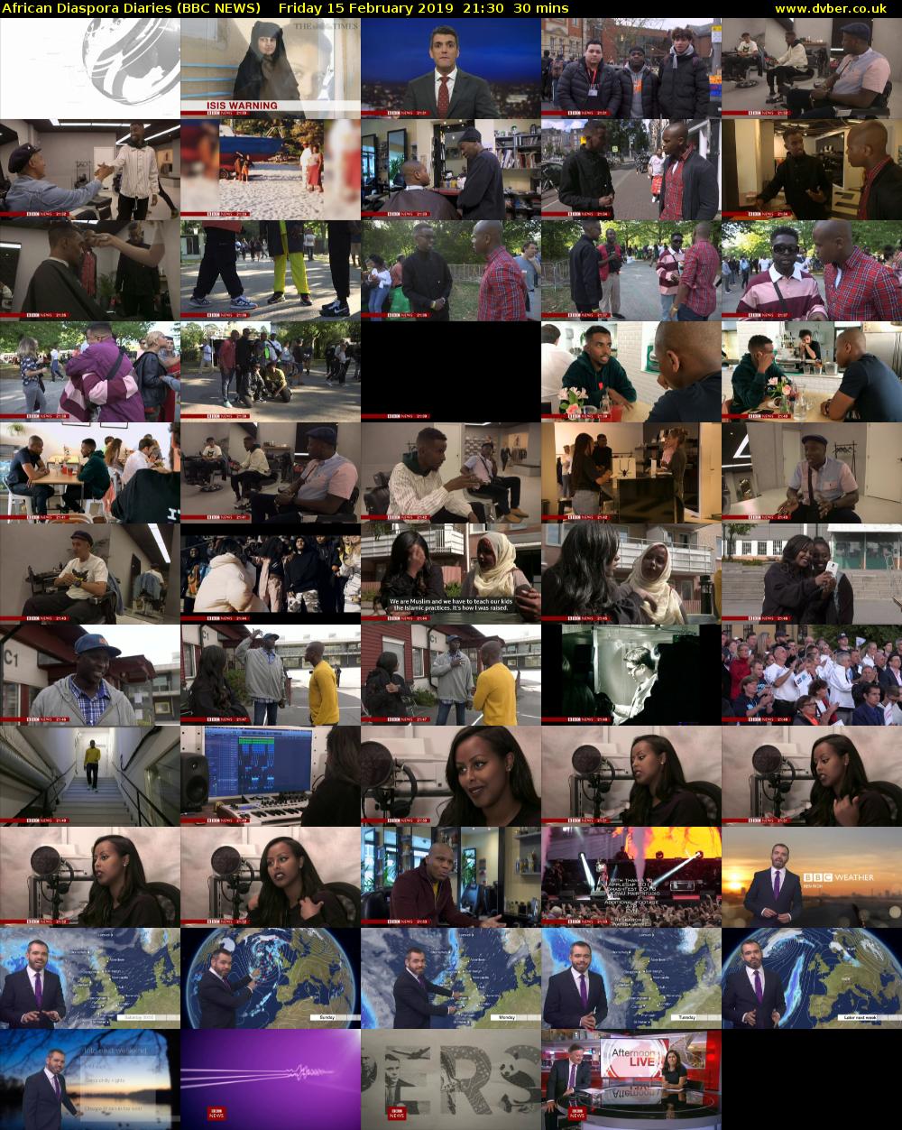 African Diaspora Diaries (BBC NEWS) Friday 15 February 2019 21:30 - 22:00