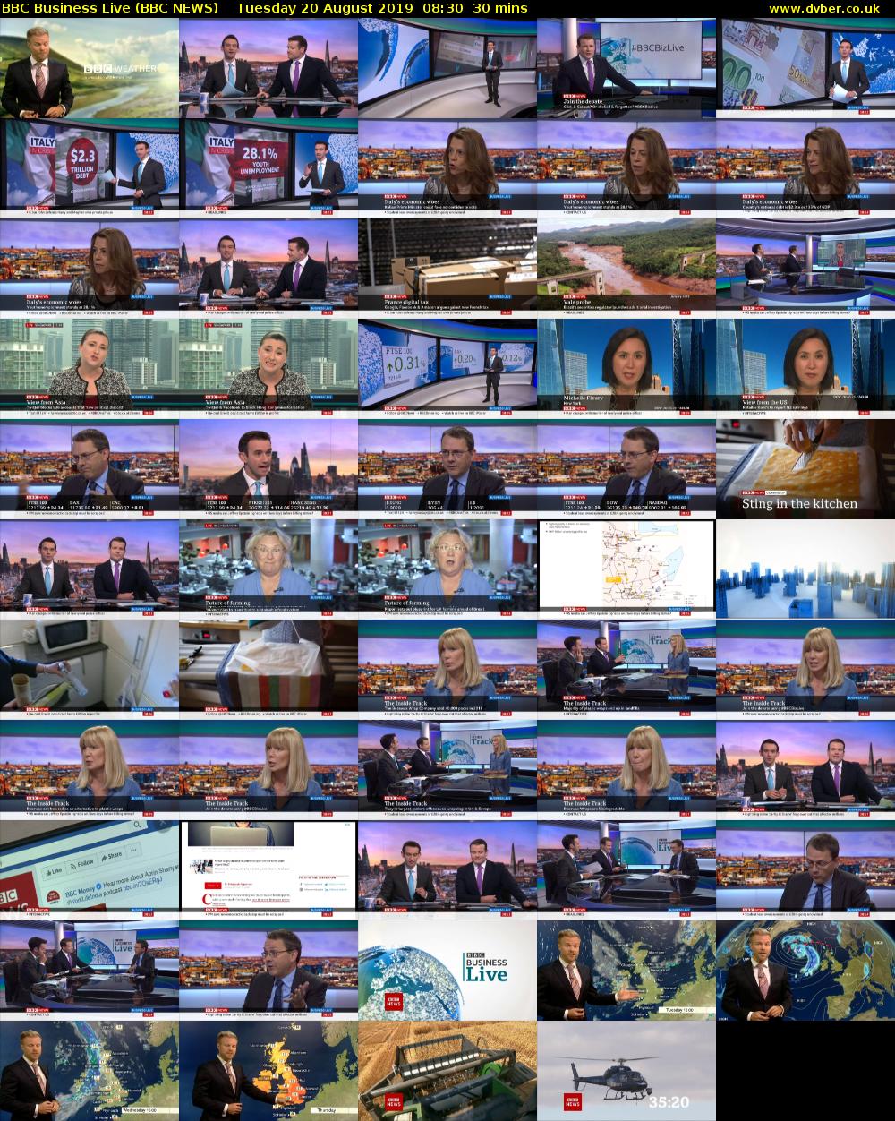 BBC Business Live (BBC NEWS) Tuesday 20 August 2019 08:30 - 09:00