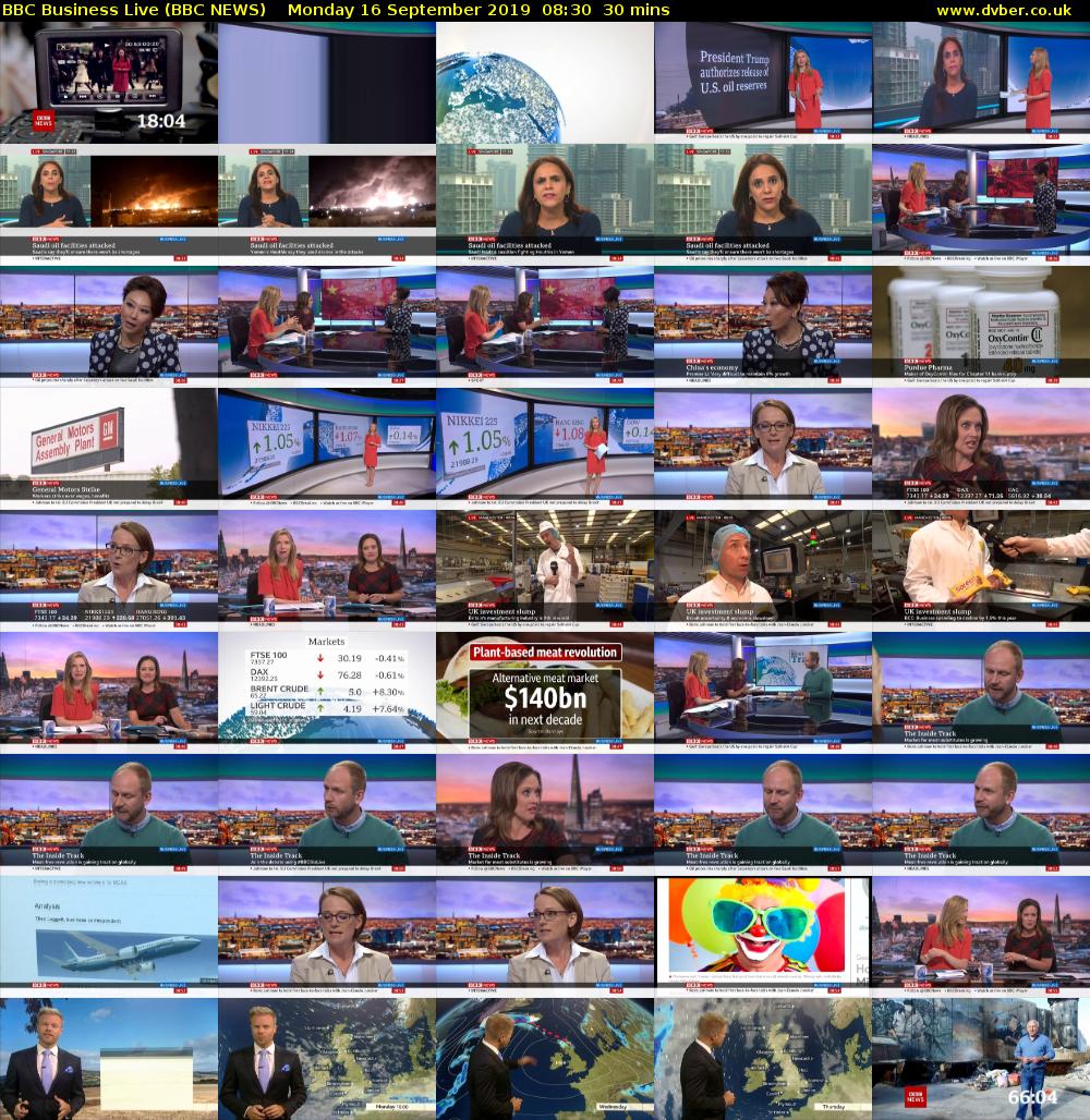 BBC Business Live (BBC NEWS) Monday 16 September 2019 08:30 - 09:00