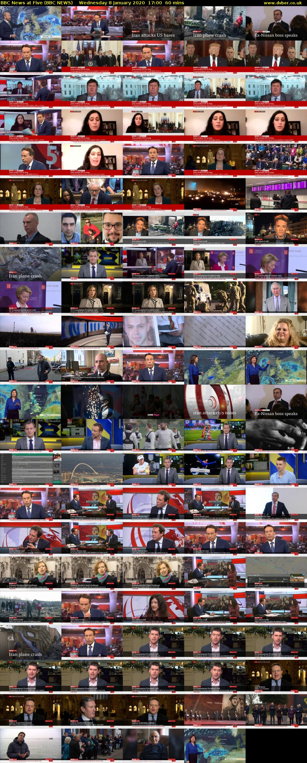 BBC News at Five (BBC NEWS) Wednesday 8 January 2020 17:00 - 18:00
