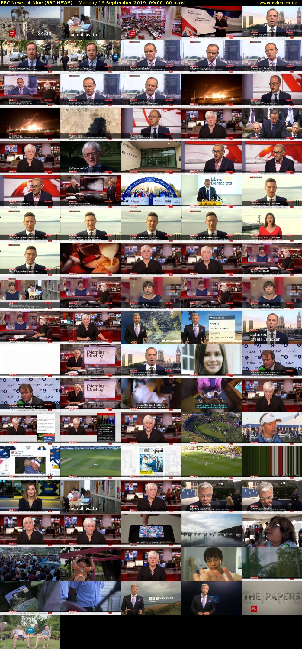 BBC News at Nine (BBC NEWS) Monday 16 September 2019 09:00 - 10:00
