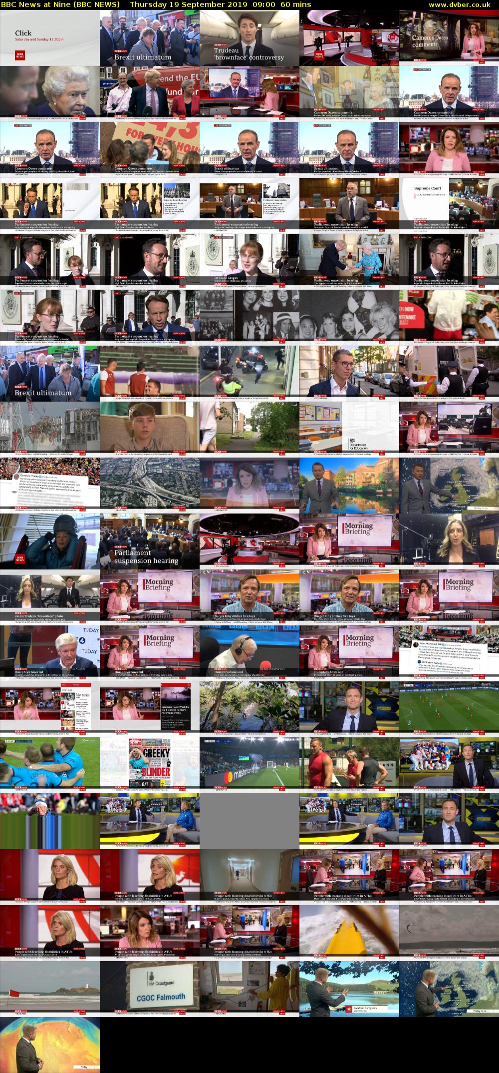 BBC News at Nine (BBC NEWS) Thursday 19 September 2019 09:00 - 10:00