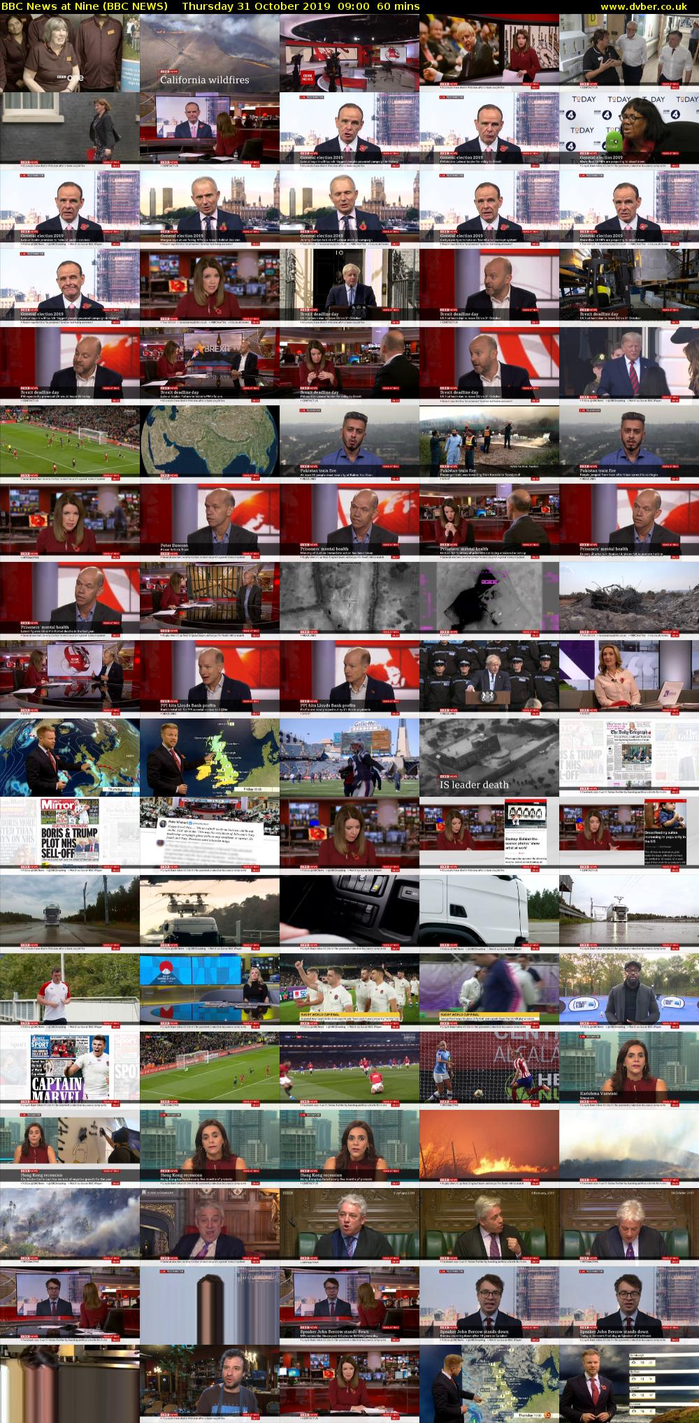 BBC News at Nine (BBC NEWS) Thursday 31 October 2019 09:00 - 10:00