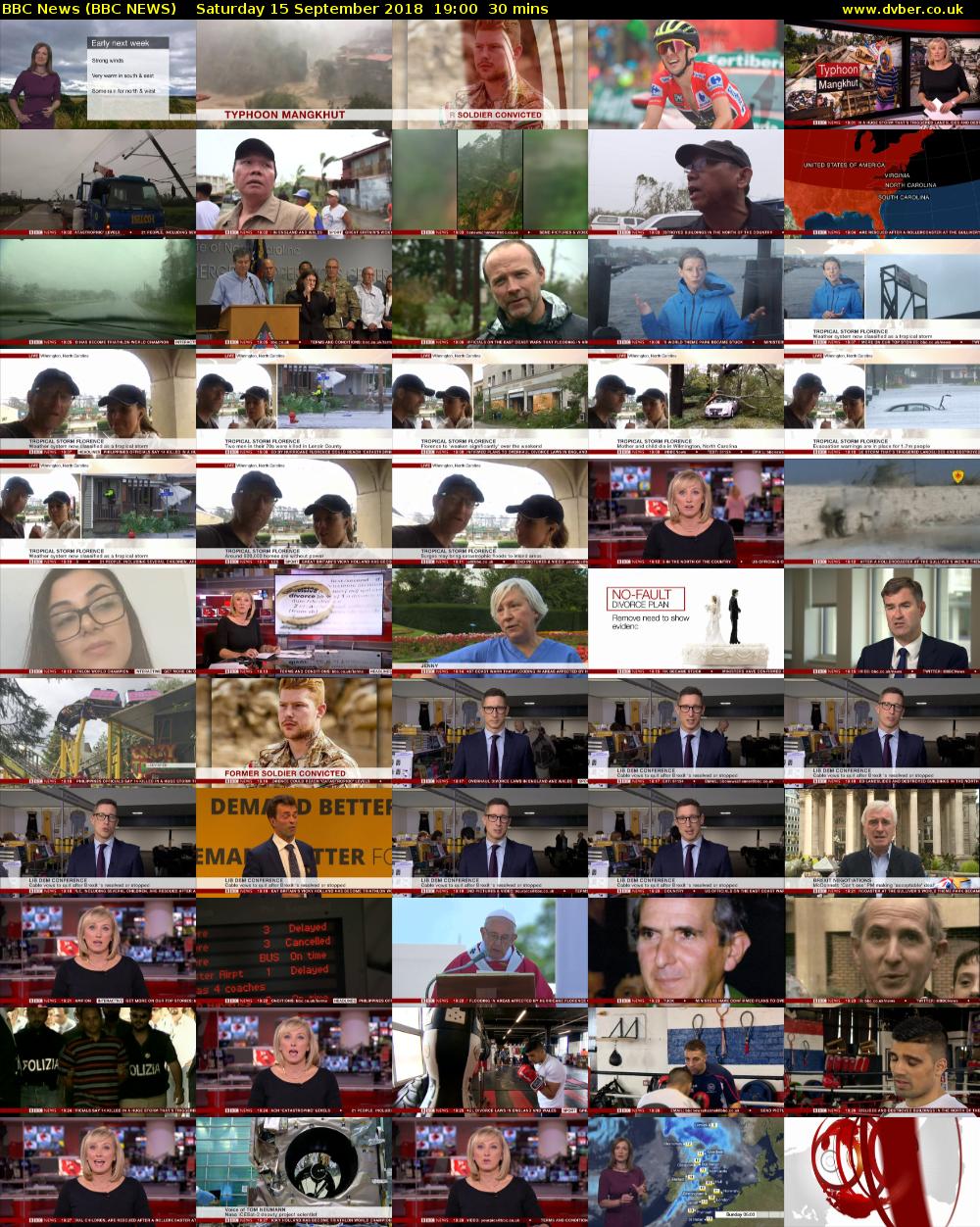 BBC News (BBC NEWS) Saturday 15 September 2018 19:00 - 19:30